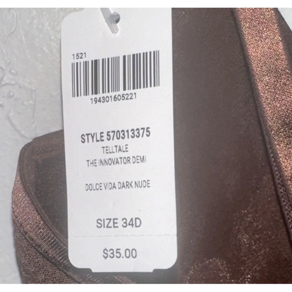 Telltale The Innovator Demi Bra 34D Dolce Vida Dark Nude Brown Underwire New‎